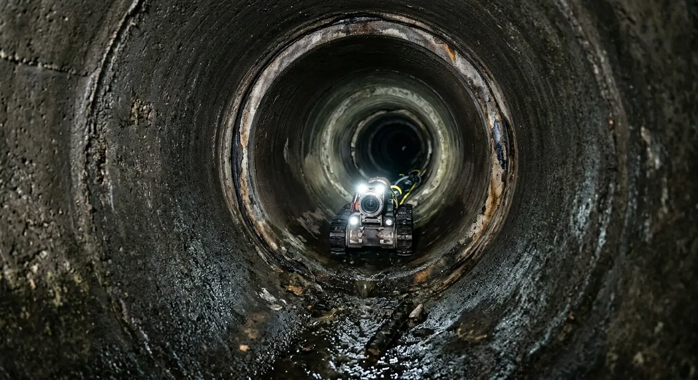 Robotic sewer camera inspecting pipe interior for Sewer Line Repair in Fairfield